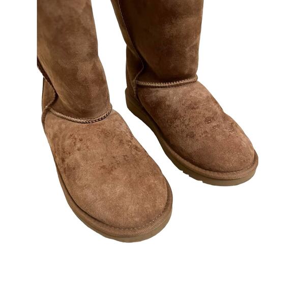 UGG Australia Women's Shearling Brown Suede‎ Fur F26015G Classic Tall Boots Sz 5 - Picture 3 of 7